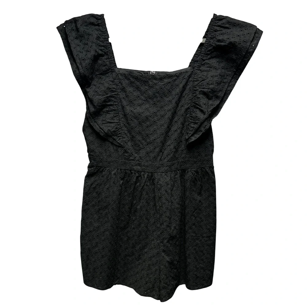 Nordstrom Rack Romper Womens 9‎ Black Eyelet Ruffle Boho Cottagecore